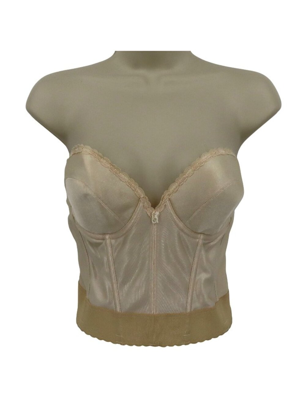 VTG Subtract Women 38B Style 7894 Longline Strapless Corset Bra Beige Underwire